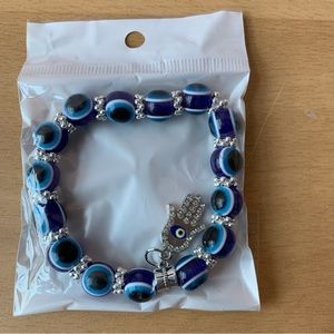 Brand New Blue Evil Eye Hamsa Beaded Bracelet